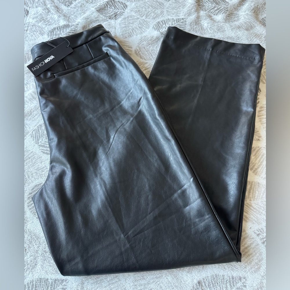 New Fashion Nova  Black Faux Leather Trousers